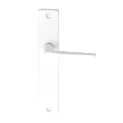 Ensemble poignée sur plaque cylindre rectangulaire Colan satin blanc L.106mm x l.39.8mm entraxe 195mm- Poignée De Porte