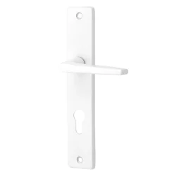 Ensemble poignée sur plaque cylindre rectangulaire Colan satin blanc L.106mm x l.39.8mm entraxe 195mm- Poignée De Porte