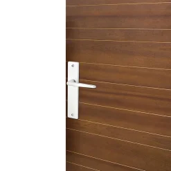 Poignée De Porte<Ensemble poignée sur plaque rectangulaire serrure Colan effet argenté satin gris L.106mm x l.39.8mm entraxe 165mm