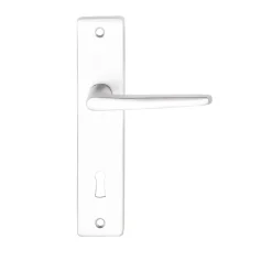 Poignée De Porte<Ensemble poignée sur plaque rectangulaire serrure Colan effet argenté satin gris L.106mm x l.39.8mm entraxe 165mm