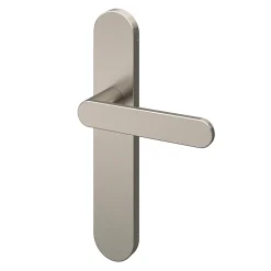 GoodHome Poignée De Porte<Ensemble poignée sur plaque rond Minzh effet nickel satin gris L.120mm x l.42mm entraxe 165-195mm