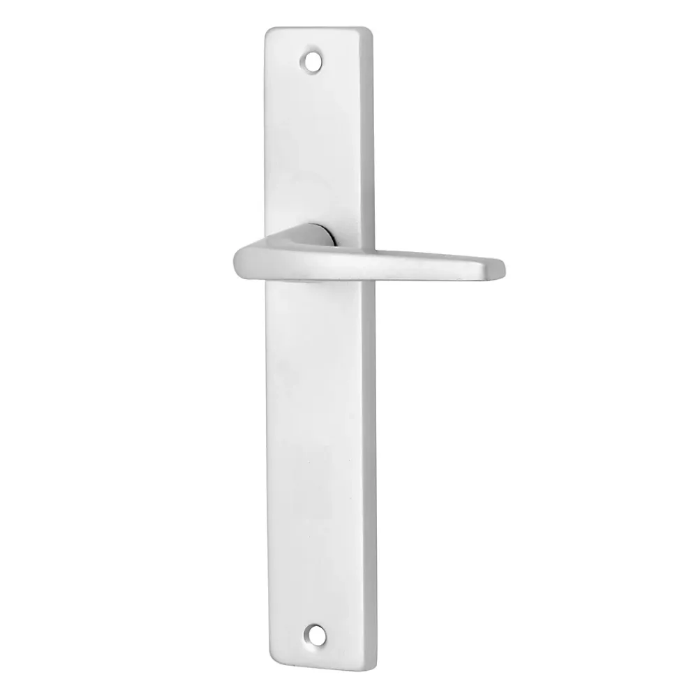 Poignée De Porte<Ensemble poignée sur plaque rectangulaire Colan effet argenté satin gris L.106mm x l.39.8mm entraxe 195mm