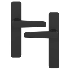 GoodHome Poignée De Porte<Ensemble poignée sur plaque rectangulaire Kerver effet nickel mat noir L.128mm x l.42mm entraxe 165-195mm