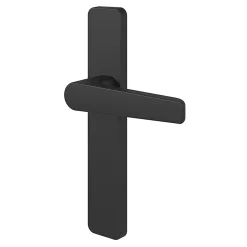 GoodHome Poignée De Porte<Ensemble poignée sur plaque rectangulaire Kerver effet nickel mat noir L.128mm x l.42mm entraxe 165-195mm