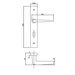 Poignée De Porte<Ensemble poignée sur plaque rectangulaire serrure Colan satin blanc L.106mm x l.39.8mm entraxe 195mm
