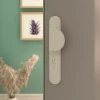 GoodHome Poignée De Porte Extérieure<Ensemble poignée sur plaque rond Govlin blanc l.x l.40mm entraxe 195mm