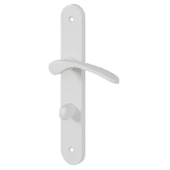GoodHome Ensemble poignée sur plaque rond à condamnation Beare mat blanc L.110.5mm x l.40mm entraxe 195mm- Poignée De Porte