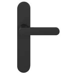 GoodHome Ensemble poignée sur plaque rond Minzh effet nickel mat noir L.120mm x l.42mm entraxe 165-195mm- Poignée De Porte