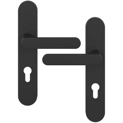 GoodHome Poignée De Porte<Ensemble poignée sur plaque rondcylindre Minzh effet nickel mat noir L.120mm x l.42mm entraxe 165-195mm