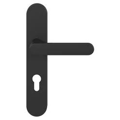 GoodHome Poignée De Porte<Ensemble poignée sur plaque rondcylindre Minzh effet nickel mat noir L.120mm x l.42mm entraxe 165-195mm