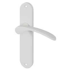 GoodHome Poignée De Porte<Ensemble poignée sur plaque rond Beare mat blanc L.110.5mm x l.40mm entraxe 165mm