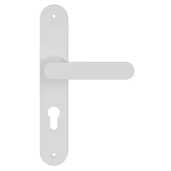 GoodHome Poignée De Porte Extérieure<Ensemble poignée sur plaque rond Minzh blanc L.120mm x l.40mm entraxe 195mm