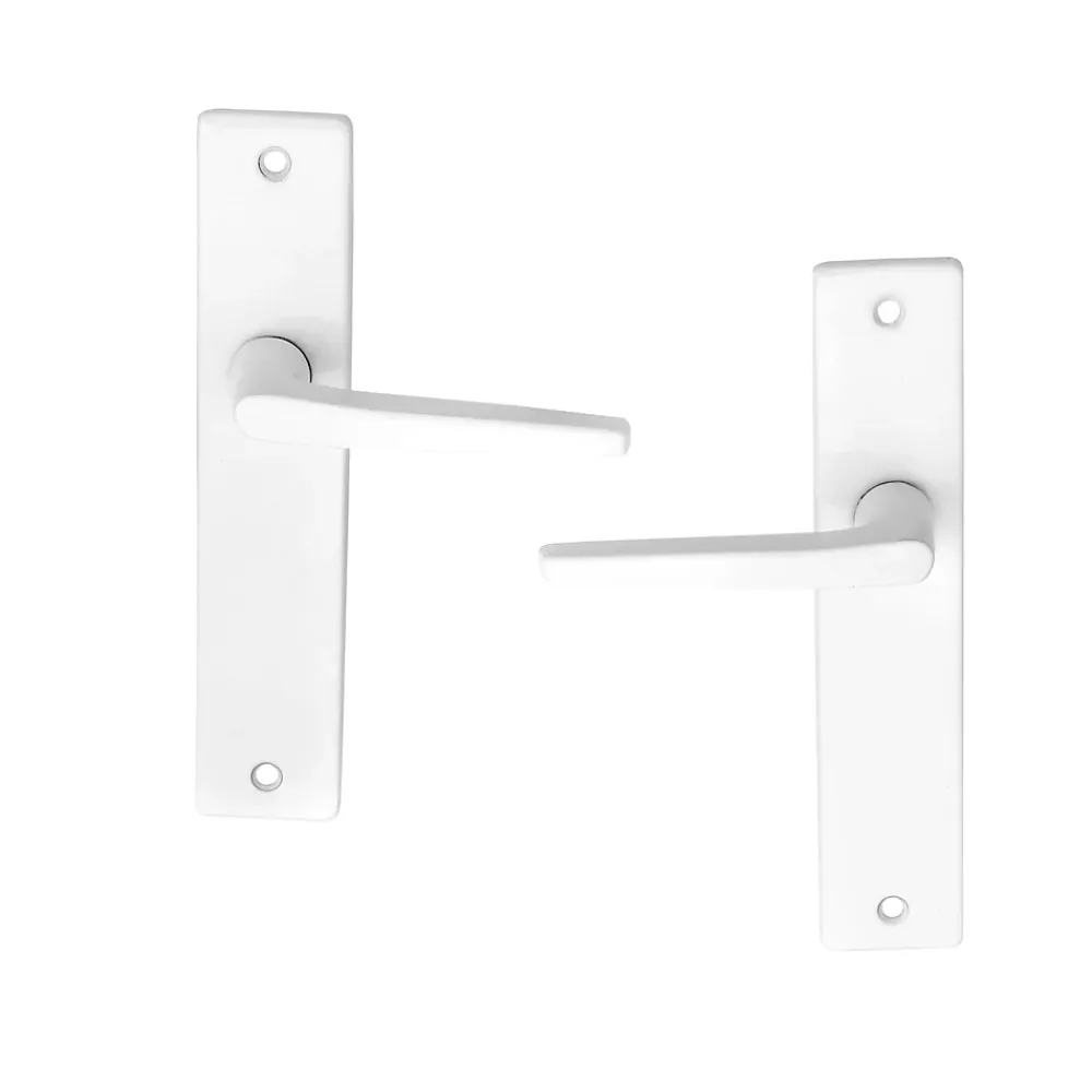 Ensemble poignée sur plaque rectangulaire Colan satin blanc L.106mm x l.39.8mm entraxe 165mm- Poignée De Porte