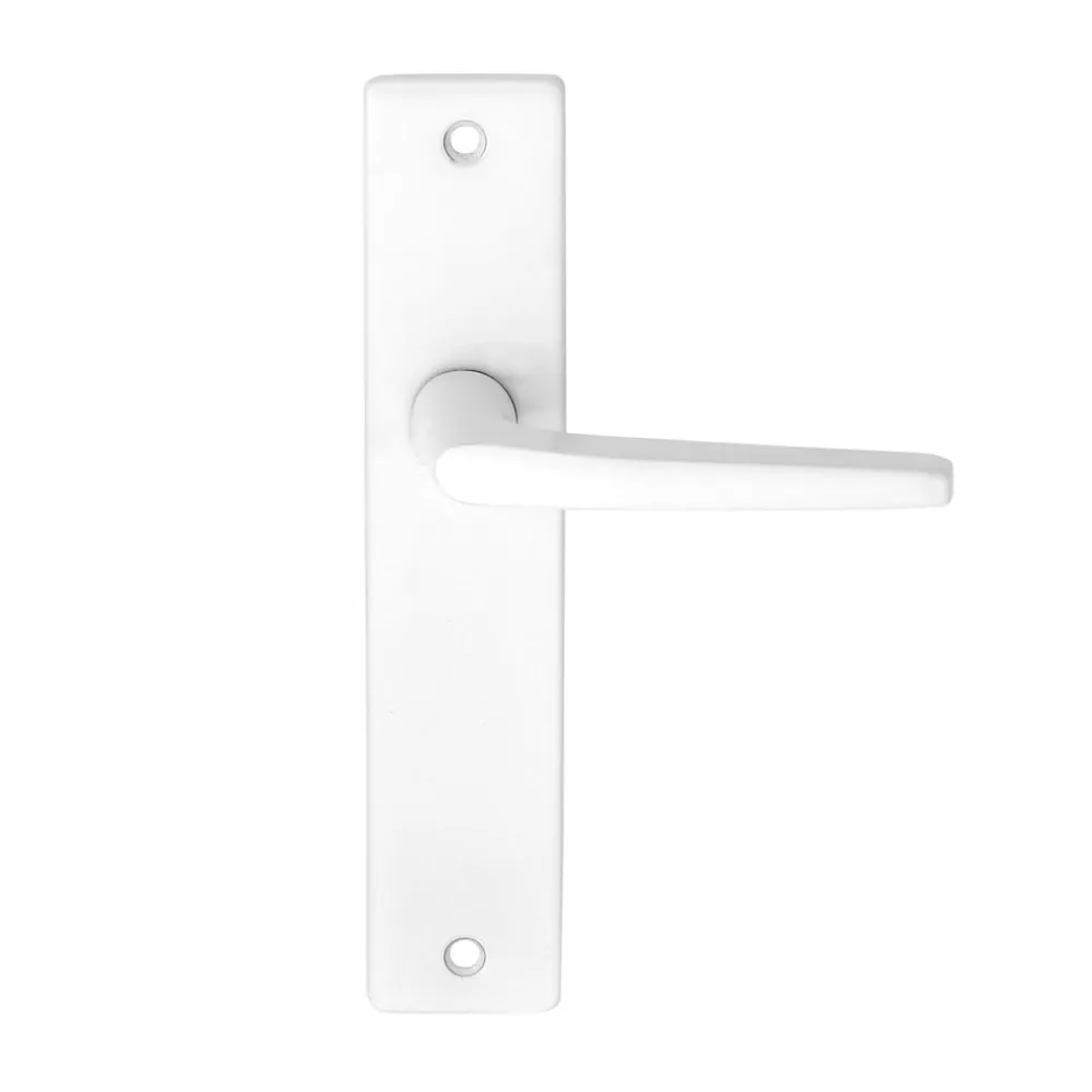 Ensemble poignée sur plaque rectangulaire Colan satin blanc L.106mm x l.39.8mm entraxe 165mm- Poignée De Porte