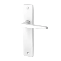 Ensemble poignée sur plaque rectangulaire Colan satin blanc L.106mm x l.39.8mm entraxe 165mm- Poignée De Porte