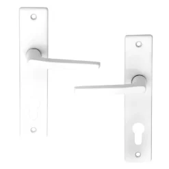 Poignée De Porte<Ensemble poignée sur plaque cylindre rectangulaire Colan satin blanc L.106mm x l.39.8mm entraxe 165mm