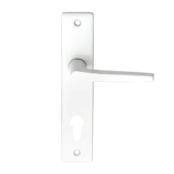 Poignée De Porte<Ensemble poignée sur plaque cylindre rectangulaire Colan satin blanc L.106mm x l.39.8mm entraxe 165mm