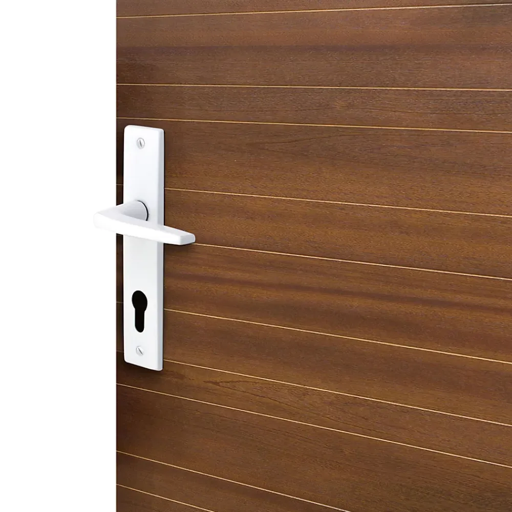 Poignée De Porte<Ensemble poignée sur plaque cylindre rectangulaire Colan satin blanc L.106mm x l.39.8mm entraxe 165mm