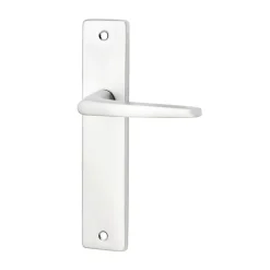 Ensemble poignée sur plaque rectangulaire Colan effet argenté satin gris L.106mm x l.39.8mm entraxe 165mm- Poignée De Porte