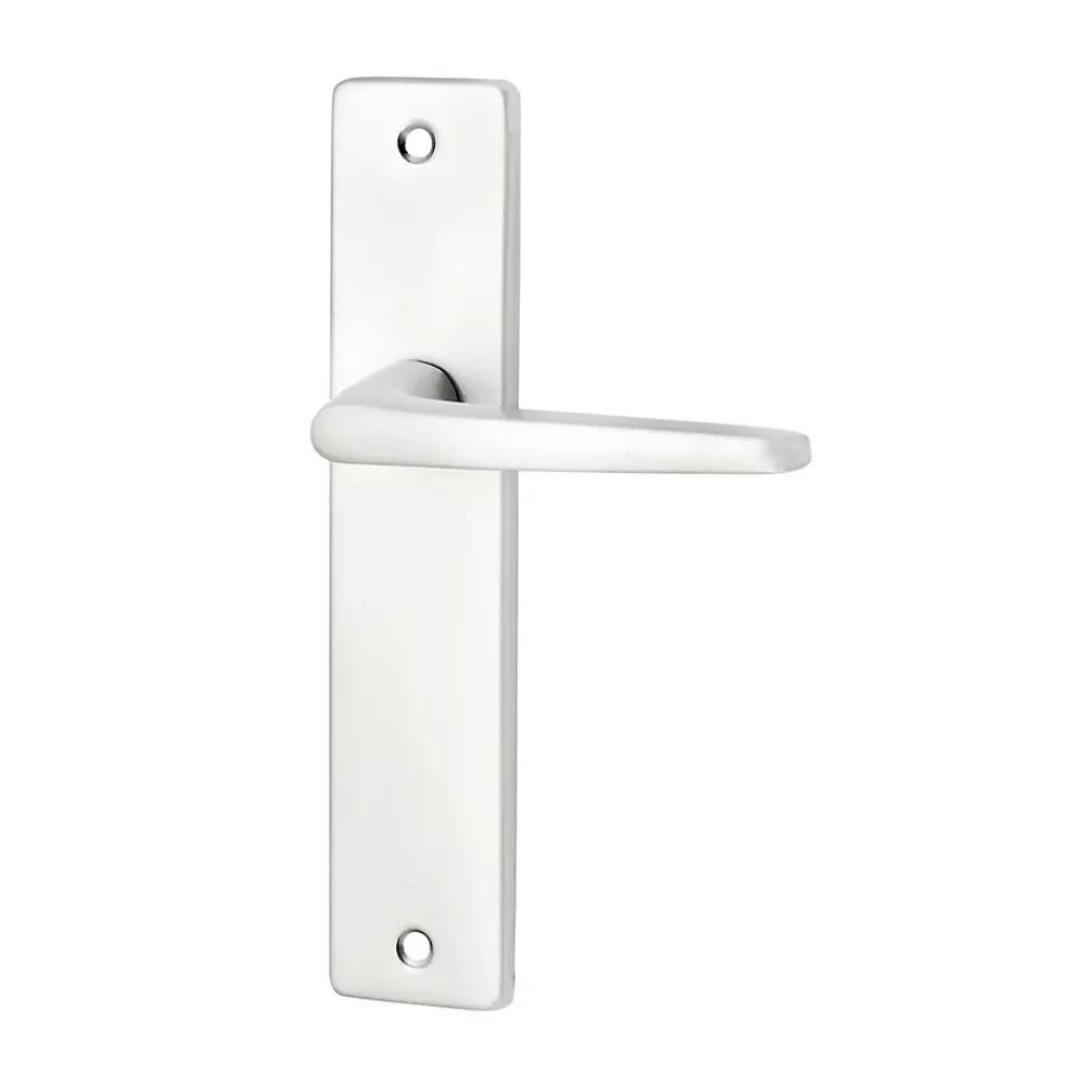Ensemble poignée sur plaque rectangulaire Colan effet argenté satin gris L.106mm x l.39.8mm entraxe 165mm- Poignée De Porte