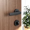 GoodHome Poignée De Porte<Ensemble poignée sur rosace rond à visser Minzh mat noir Ø50mm