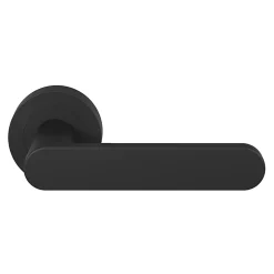 GoodHome Poignée De Porte<Ensemble poignée sur rosace rond à visser Minzh mat noir Ø50mm