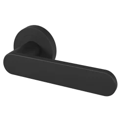 GoodHome Poignée De Porte<Ensemble poignée sur rosace rond à visser Minzh mat noir Ø50mm