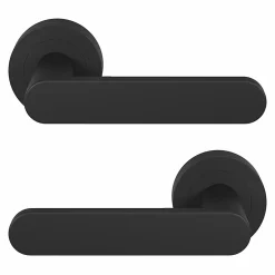 GoodHome Poignée De Porte<Ensemble poignée sur rosace rond à visser Minzh mat noir Ø50mm