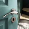 GoodHome Ensemble poignée sur rosace rond à visser Ruis effet nickel satin gris Ø50mm- Poignée De Porte
