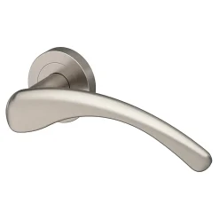 GoodHome Ensemble poignée sur rosace rond à visser Ruis effet nickel satin gris Ø50mm- Poignée De Porte