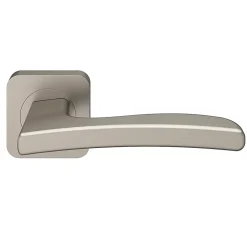 GoodHome Ensemble poignée sur rosace Carré à visser Irvil effet nickel satin gris Ø52.5mm- Poignée De Porte