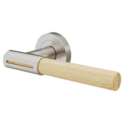 GoodHome Ensemble poignée sur rosace rond à visser Hezo effet nickel satin chromé Ø50mm- Poignée De Porte