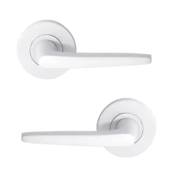 Ensemble poignée sur rosace rond à pousser Colan aluminium blanc Ø52mm- Poignée De Porte