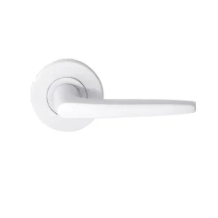 Ensemble poignée sur rosace rond à pousser Colan aluminium blanc Ø52mm- Poignée De Porte