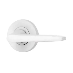 Ensemble poignée sur rosace rond à pousser Colan aluminium blanc Ø52mm- Poignée De Porte