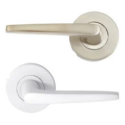 Ensemble poignée sur rosace rond à pousser Colan aluminium blanc Ø52mm- Poignée De Porte
