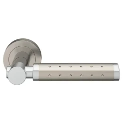 GoodHome Ensemble poignée sur rosace rond à visser Brigg effet chrome et nickel gris Ø50mm- Poignée De Porte