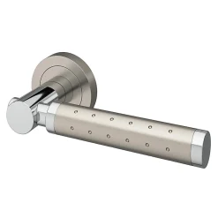 GoodHome Ensemble poignée sur rosace rond à visser Brigg effet chrome et nickel gris Ø50mm- Poignée De Porte