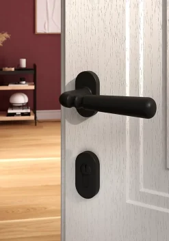 GoodHome Poignée De Porte Extérieure<Ensemble poignée sur rosace à visser Kilhog noir Ø63mm