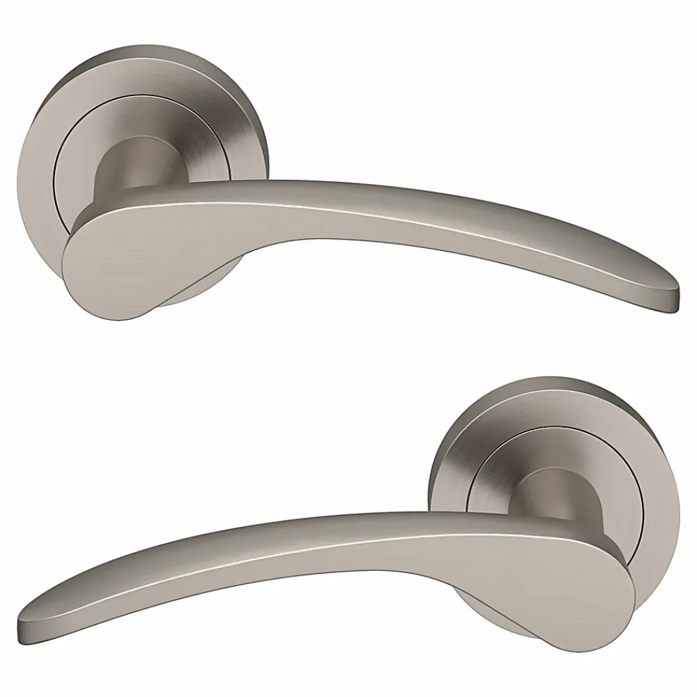 GoodHome Ensemble poignée sur rosace rond à visser Beare effet nickel satin gris Ø50mm- Poignée De Porte