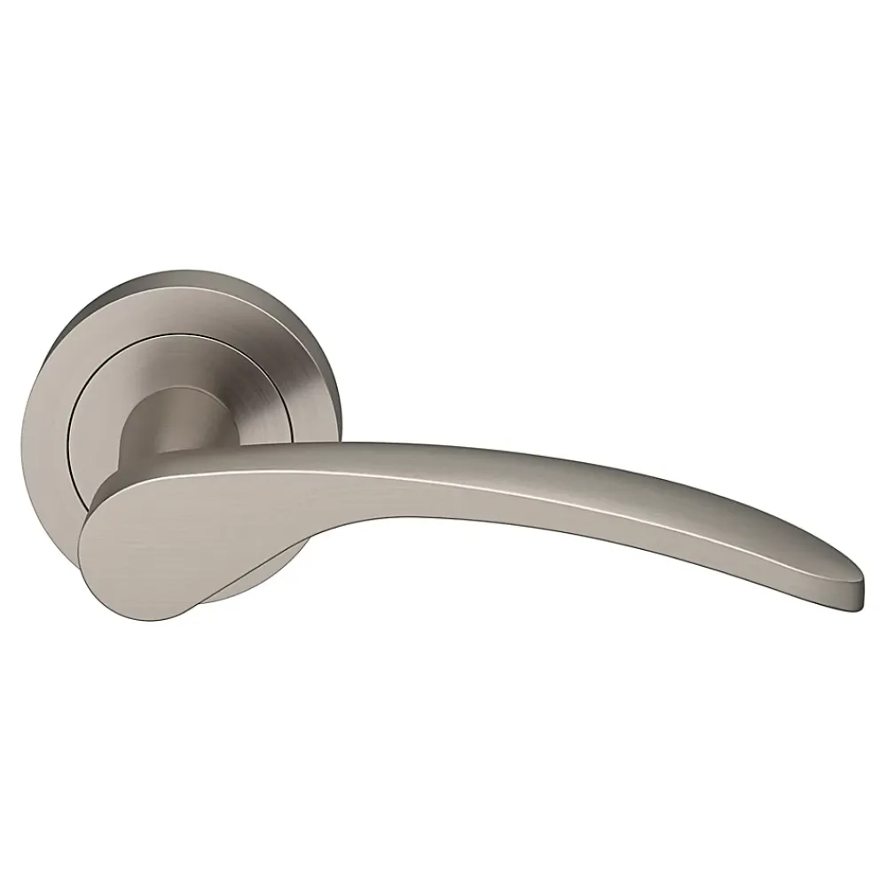 GoodHome Ensemble poignée sur rosace rond à visser Beare effet nickel satin gris Ø50mm- Poignée De Porte