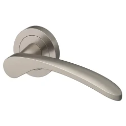 GoodHome Ensemble poignée sur rosace rond à visser Beare effet nickel satin gris Ø50mm- Poignée De Porte