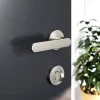 GoodHome Ensemble poignée sur rosace rond à visser Minzh effet nickel satin gris Ø50mm- Poignée De Porte