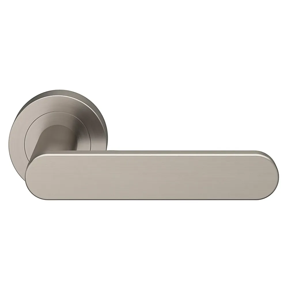 GoodHome Ensemble poignée sur rosace rond à visser Minzh effet nickel satin gris Ø50mm- Poignée De Porte
