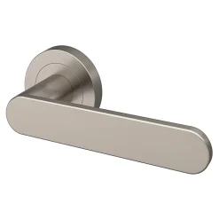 GoodHome Ensemble poignée sur rosace rond à visser Minzh effet nickel satin gris Ø50mm- Poignée De Porte