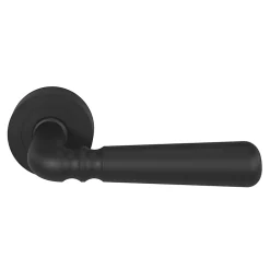 GoodHome Poignée De Porte<Ensemble poignée sur rosace rond à visser Kilhog mat noir Ø50mm