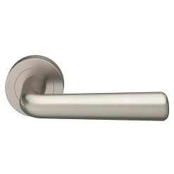 GoodHome Poignée De Porte<Ensemble poignée sur rosace rond à visser Dizel effet nickel satin gris Ø50mm