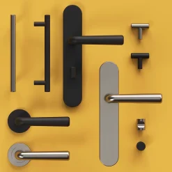 GoodHome Poignée De Porte<Ensemble poignée sur rosace rond à visser Dizel effet nickel satin gris Ø50mm