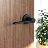 GoodHome Poignée De Porte<Ensemble poignée sur rosace Droit à visser Dotz mat noir Ø52mm