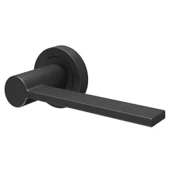 GoodHome Poignée De Porte<Ensemble poignée sur rosace Droit à visser Dotz mat noir Ø52mm